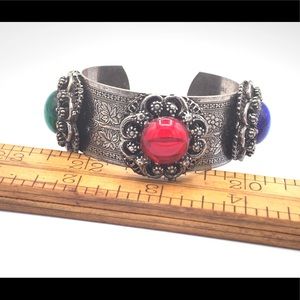 Vintage cuff bracelet genuine copper etched